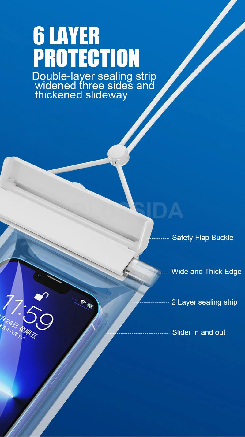 Pochette étanche smartphone IPX8 — écran tactile