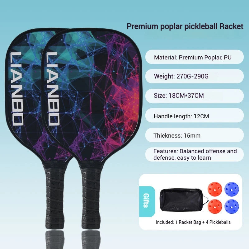 Set de Pickleball — 2 raquettes + 4 balles
