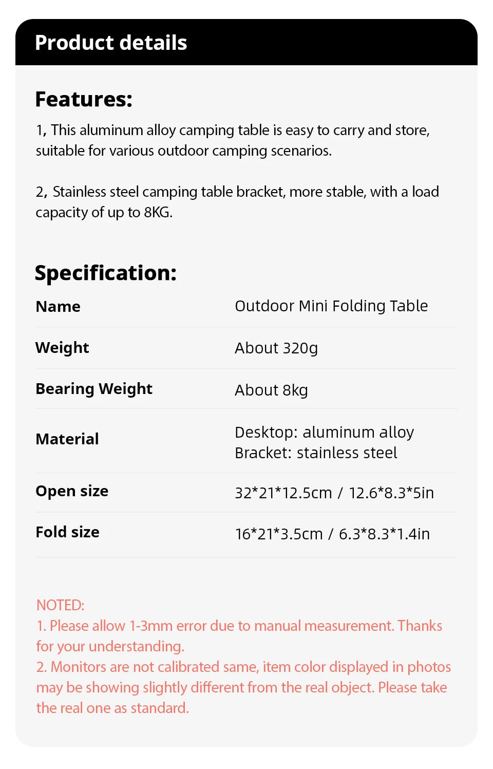 Table pliante ultralégère — camping & pique-nique