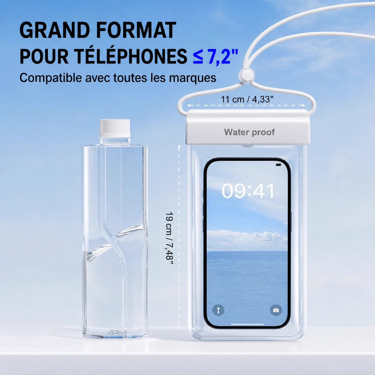 Pochette étanche smartphone IPX8 — écran tactile