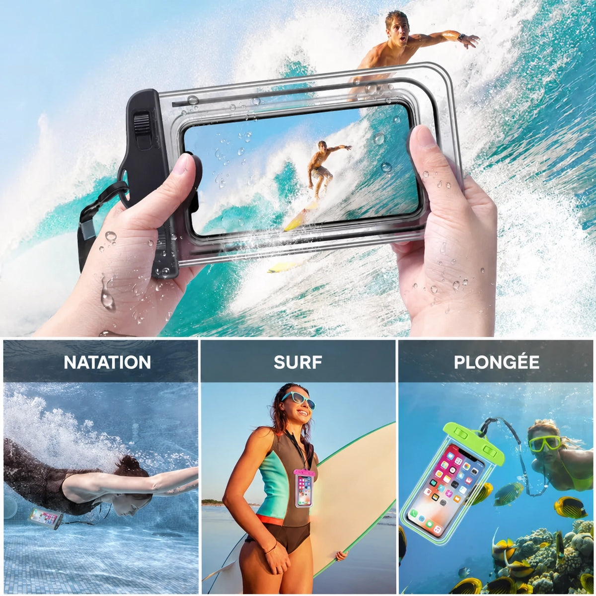 Coque étanche universelle IP68 — smartphone