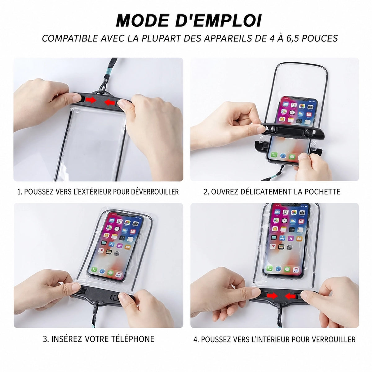 Coque étanche universelle IP68 — smartphone