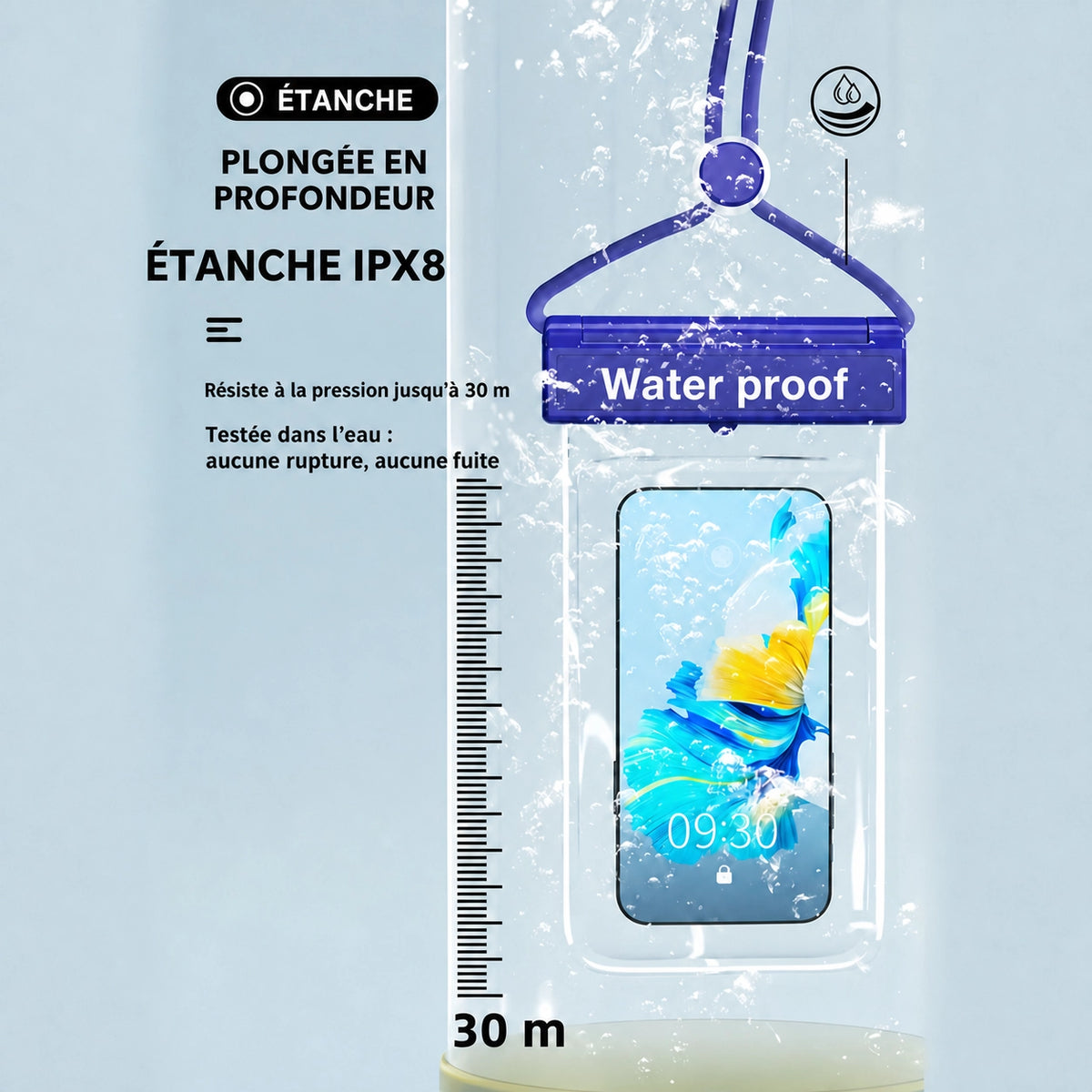 Pochette étanche smartphone IPX8 — écran tactile