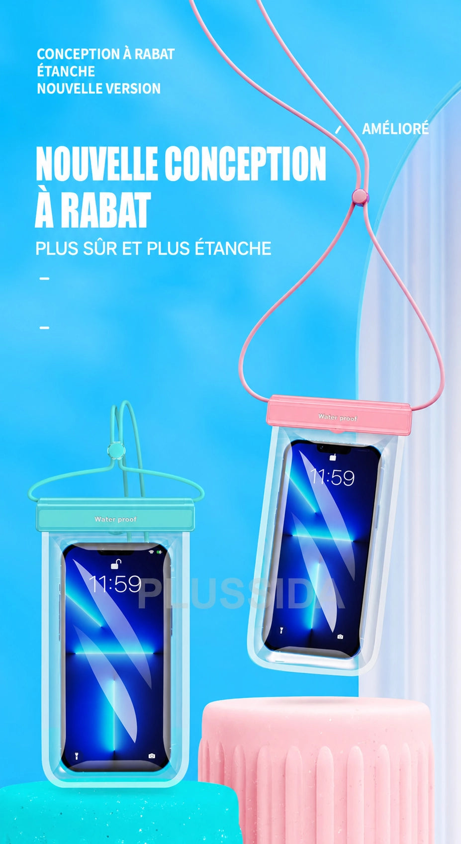 Pochette étanche smartphone IPX8 — écran tactile