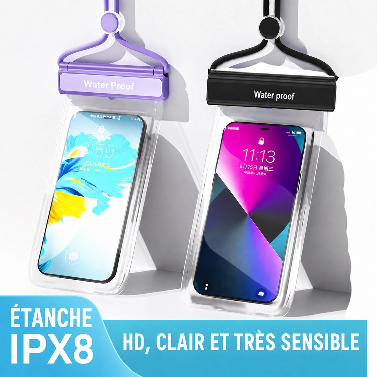 Pochette étanche smartphone IPX8 — écran tactile