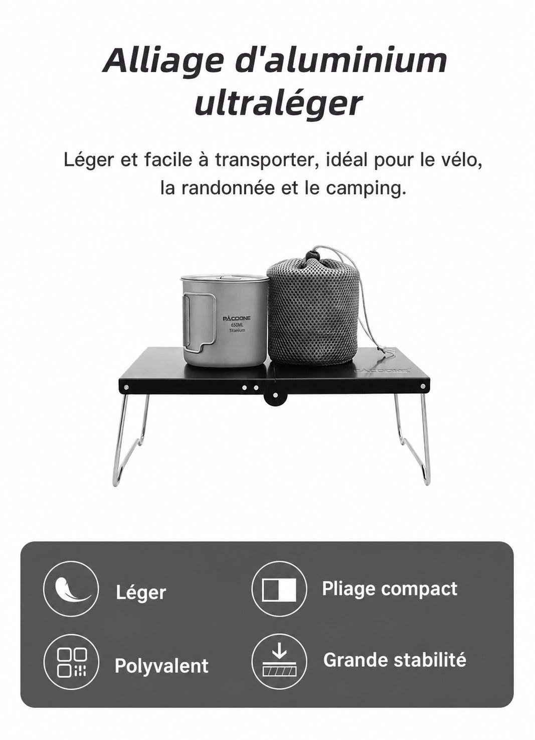 Table pliante ultralégère — camping & pique-nique