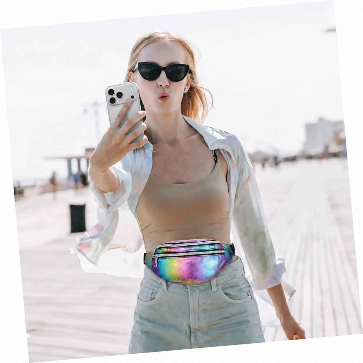 Sac banane holographique — plage & festival