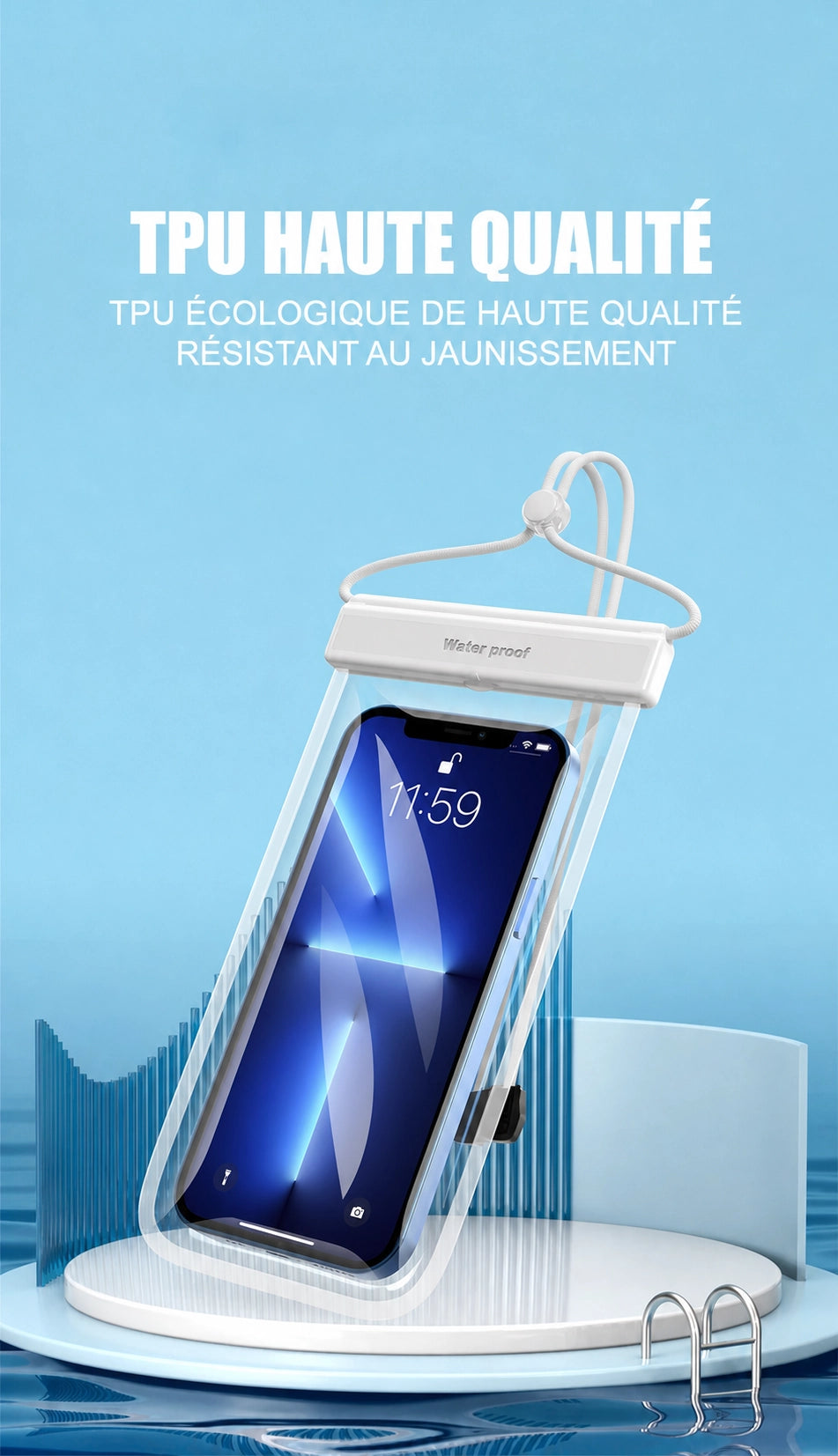 Pochette étanche smartphone IPX8 — écran tactile
